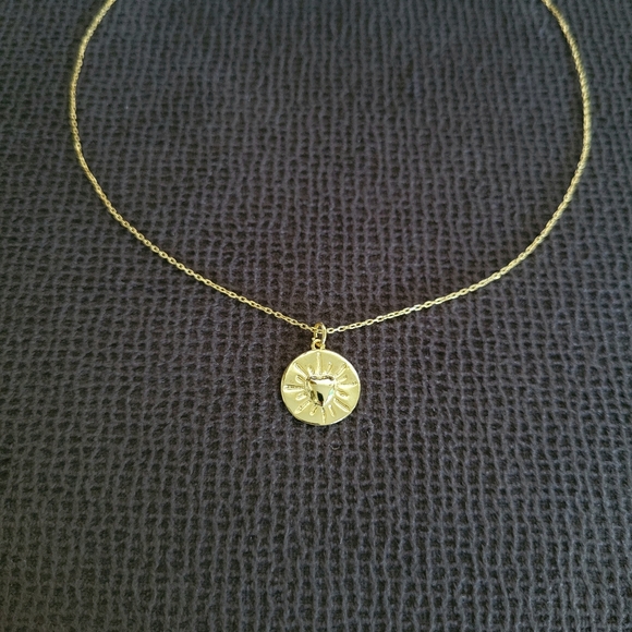 Zeyzey Gold💛 Heart❤ Disc📀 Pendant Necklace - Picture 3 of 15